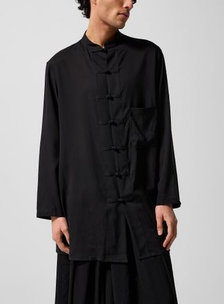 Yohji Yamamoto Mens Officer collar elongated tie-up shirt
