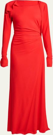 Victoria Beckham Draped Long-Sleeve Gown