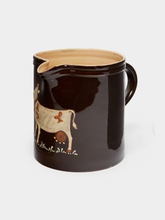 Poterie d'Évires Cows Hand-Painted Ceramic Large Straight-Edge Jug