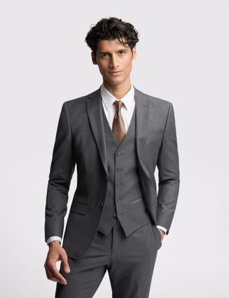 Ted Baker Mens Premium Charcoal Panama Slim Suit Jacket - Grey Wool Blend - Size 50 (Chest)
