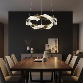 Globo Lighting Lampada A Sospensione A Led Lampada A Sospensione Plafoniera Metallo Cromato Smoke Clear Nobile H 130 Cm