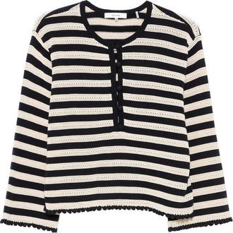 Frame Denim Striped Pointelle-knit Sweater