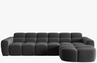 MICADONI 4-Sitzer Design Ecksofa Lisa mit Eckteil rechts - Samtbezug