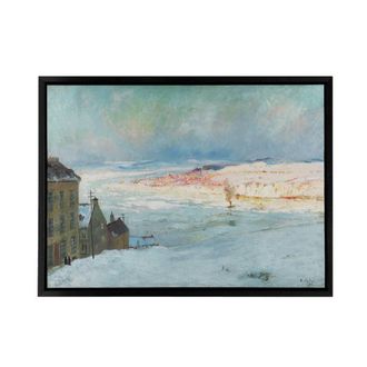 Artery8 Maurice Cullen Levis From Quebec Framed Canvas Wall Art Print in Blue | Size: W24 x H32