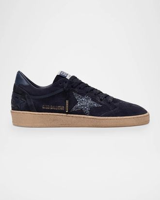 Golden Goose Ball Star Suede And Glitter Low-Top Sneakers