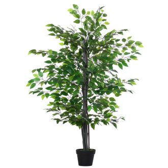 OUTSUNNY Artificial Banyan Decorative Plant With Nursery Pot - Fake Tree For Indoor Outdoor D+cor - Green - 1.45m W/ | TJ Hughes