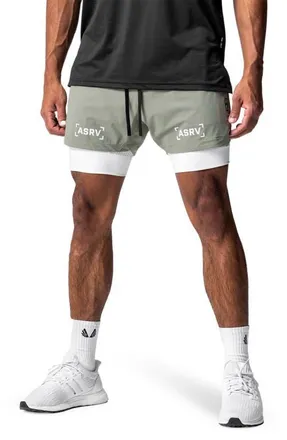 ASRV Tetra-Lite 5-Inch 2-in-1 Lined Shorts in Sage/White at Nordstrom, Size Large