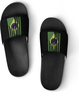 Generic Brazil U.S.A Flag Unisex Beach Slippers & Pool Slides Anti-Slip House Shoes for Home Outdoor