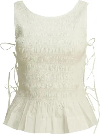 Ganni Shirred Side-tie Top