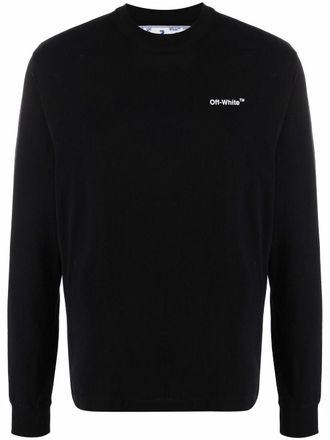 Off-white T-shirt met lange mouwen - Zwart