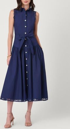 Shoshanna Cotton Mesh Detail Bradley Dress in Indigo at Nordstrom, Size 10