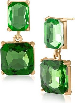 Jardin Princess Cut Crystal Drop Earrings in Green/Gold at Nordstrom Rack