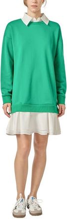 English Factory Long Sleeve Mixed Media Sweatshirt Minidress in Kelly Green at Nordstrom, Size X-Small