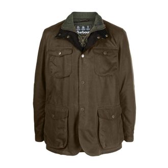 Barbour Light Jackets, male, Green, Size: L Ogston Waxed Jacket