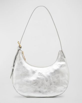 IL BISONTE Belcanto Metallic Leather Shoulder Bag