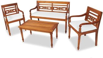 vidaXL Set De Muebles De Jard&iacute;n 4 Pzas Y Cojines Madera Maciza De Teca Vidaxl