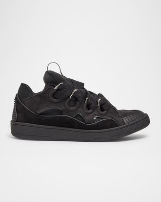 Lanvin Mens Curb Napa Leather Low-Top Sneakers
