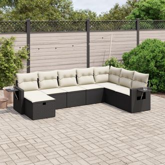 vidaXL Vidaxl - Set De Sof&aacute;s De Jard&iacute;n 8 Piezas Y Cojines Rat&aacute;n Sint&eacute;tico Negro