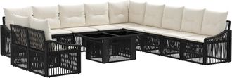 vidaXL Conjunto De Sof&aacute;s De Jard&iacute;n 12 Uds. Negro Y Blanco Crema Vidaxl