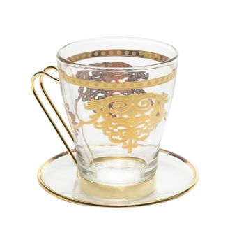 Classic Touch Set of 6 Tea Cups with Plates with Rich Gold Design