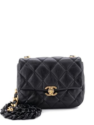 Chanel Lacquered Metal CC Flap Bag Quilted Lambskin Mini crossbody bag - women - Enamel - One Size - Black