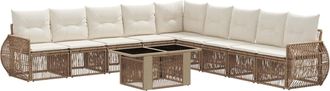 vidaXL Conjunto De Sof&aacute;s De Jard&iacute;n 10 Uds. Beige Y Blanco Crema Vidaxl