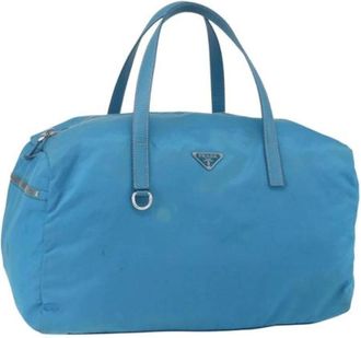 Prada Pre-owned Weekend Bags, female, Blue, Size: ONE SIZE Pre-owned Nylon Weekend Bag