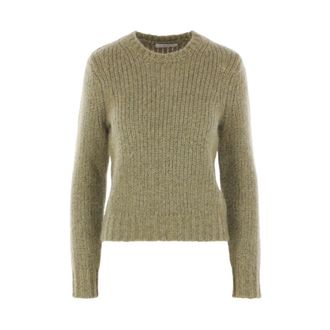 Co Cashmere Knitwear, female, Green, S, Fitted Crew Jumper