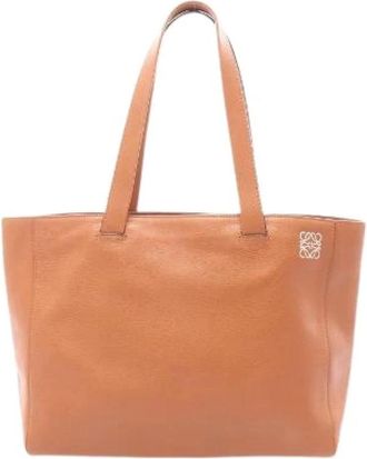Loewe Pre-owned Tote Bags, female, Brown, Size: ONE SIZE Pre-owned East West Shopper Small Leather Tote Bag