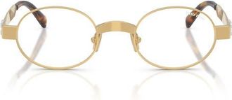 Miu Miu 47mm Small Oval Sunglasses in Gold /Clear Blue Light Filter at Nordstrom