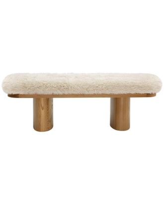 TOV Furniture Ollie Straight Vegan Shearling Bench