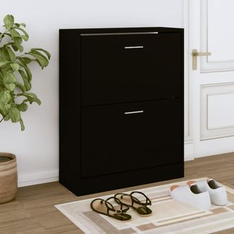 vidaXL Mueble Zapatero Madera Contrachapada Negro 63x24x81 Cm Vidaxl