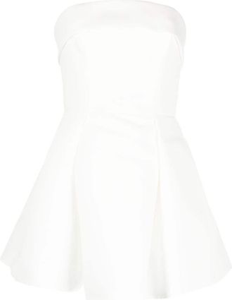 Amsale pleated mini dress - women - Polyester - 16 - White