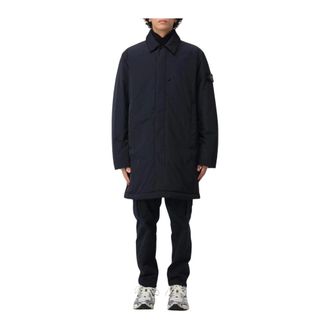 Stone Island Parkas, male, Blue, Size: XL Long Sleeve Coat