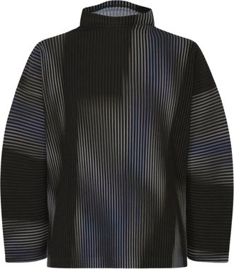 Issey Miyake Blend of Lights Pliss&eacute; Top - Heren - Longsleeves - Blauw - XL - Polyester - Tops