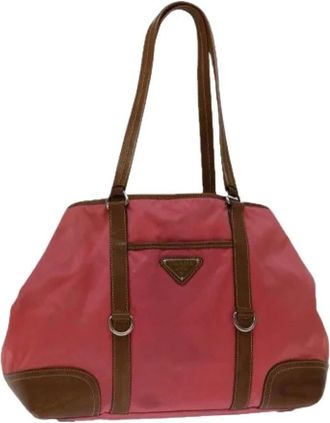 Prada Pre-owned Handbags, female, Pink, Size: ONE SIZE Pre-owned Nylon Tote