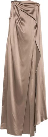 Max Mara draped maxi dress - women - Silk/Silk - 40 - Neutrals