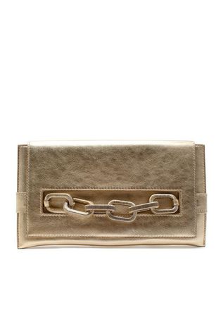 Serena Uziyel Metallic Gold Envelope Chain Detail Clutch