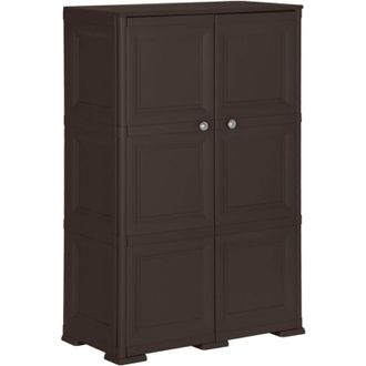 vidaXL Plastic Cabinet 79x43x125 cm Wood Design Brown Vidaxl