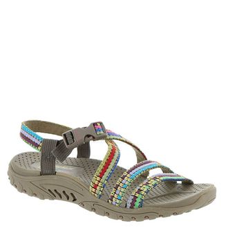 Skechers Womens Reggae-Sew Me-Boho Woven Strappy Slingback Sandal, Taupe Multi, 6 UK