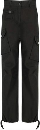 Ganni Broeken, Dames, Zwart, XS, Katoen, Stretch Cotton Cargo Broek