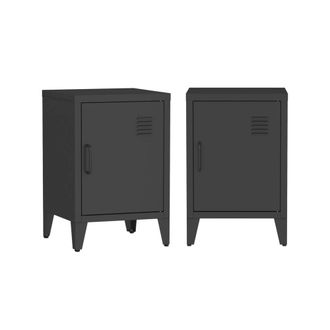 Sweeek Mesita industria con 1 puerta, set de 2, negro