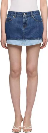 7 For All Mankind Cherry Layer Denim Skirt in Shadow at Nordstrom, Size 26