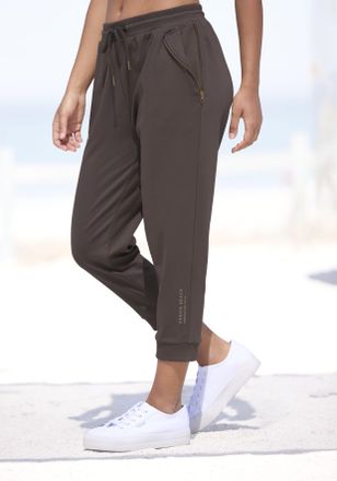 Venice Beach 7/8-Hose VENICE BEACH, Damen, Gr. 34, N-Gr, grau (taupe), Sweatware, Obermaterial: 100% Baumwolle, unifarben, figurumspielend 7/8-L&auml;nge, Hosen 7/8-Hos