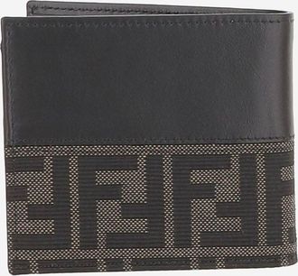 Fendi Mens Wallet Ff Jacquard Fabric And Leather Black Calfskin & Cardholders