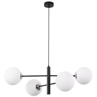 OEM L&aacute;mpara Colgante Vicenza Cromo Negro 4 Placas Pantalla Blanca E14