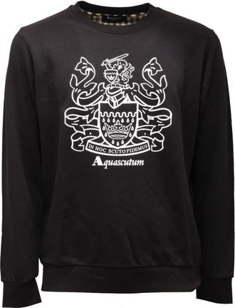 Aquascutum Qmf 001L0 Katoenen Sweater - Heren - Sweatshirts - Zwart - XL - Katoen - Hoodies & sweatvesten