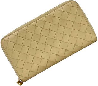 Bottega Veneta Beige Intrecciato Long Wallet (Bi-Fold) (Pre-Owned)