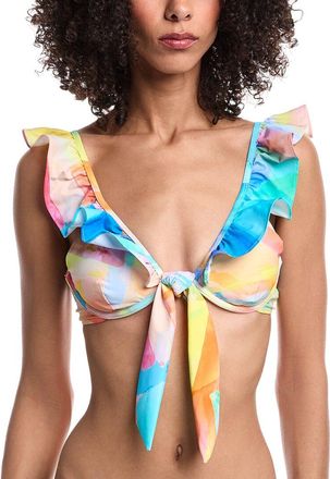 Milly Watercolor Paint Stroke Ruffle Bikini Top