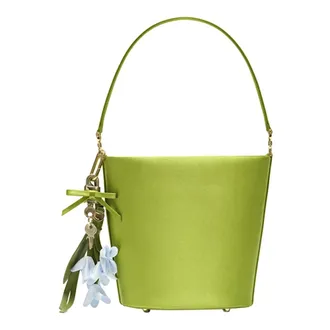 Self Portrait Tassen, Dames, Groen, ONE Size, Polyester, Satin Bucket Bag
